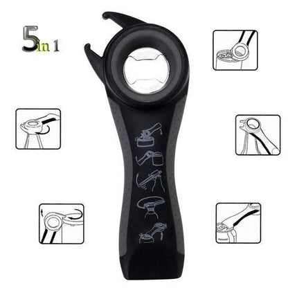 Versatile 5-in-1 stainless steel can opener and bottle opener - a must-have for any UK kitchen