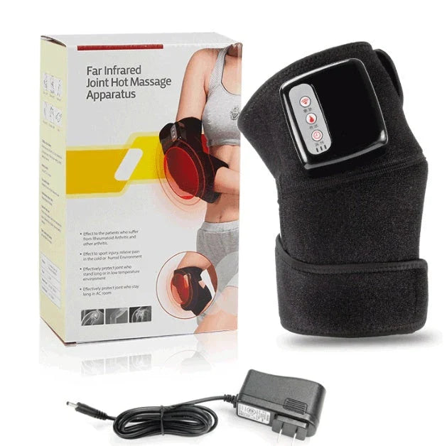 Premium Infrared Heating and Vibration Knee/Elbow Massager with adjustable straps, heat, and vibration therapy for pain relief and joint support