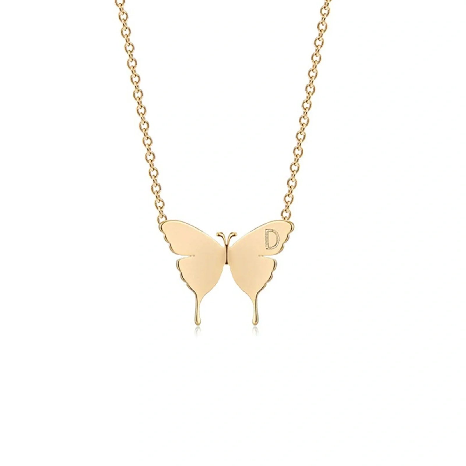 Elegant geometric butterfly pendant necklace in gold, silver, and rose gold