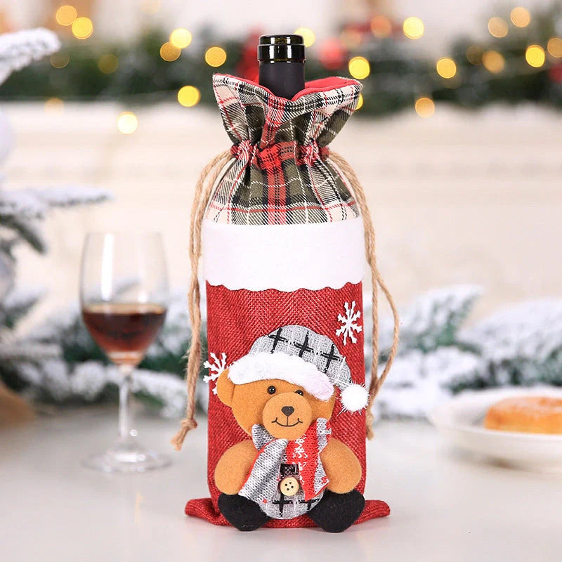 Festive Christmas wine bottle socks in vibrant colours, 14cm x 31cm