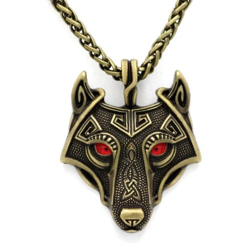 Legendary Norse Grey Wolf Head Silver Pendant Necklace, a captivating accessory crafted from premium titanium steel