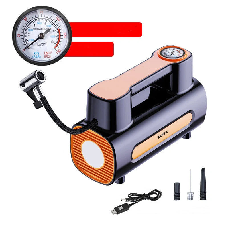 12V DC Portable Tire Inflator with digital display and LED light