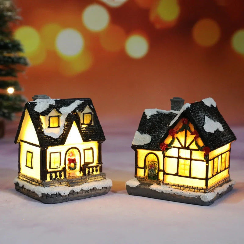 Compact Christmas Decorations Micro Landscape Resin House ornament with detailed design