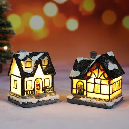 Compact Christmas Decorations Micro Landscape Resin House ornament with detailed design