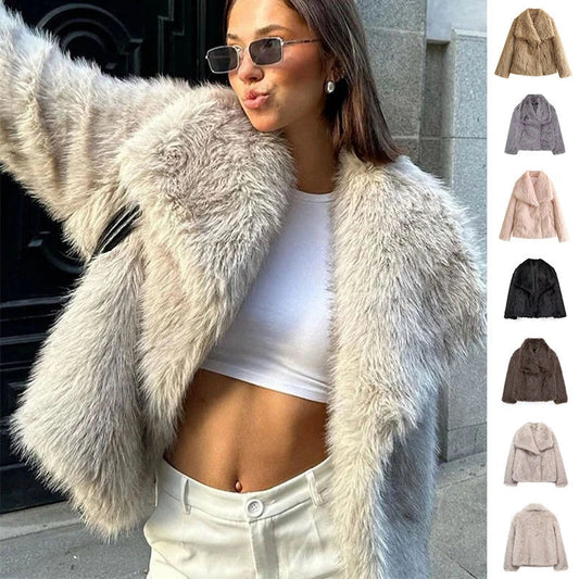 Stylish and cozy plush winter coat for women, available in a variety of trendy colors and sizes