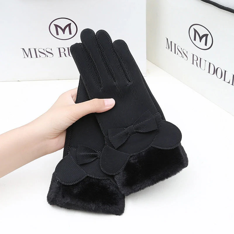 Cosy winter gloves with touch screen capability and fleece lining, available in various stylish colour options