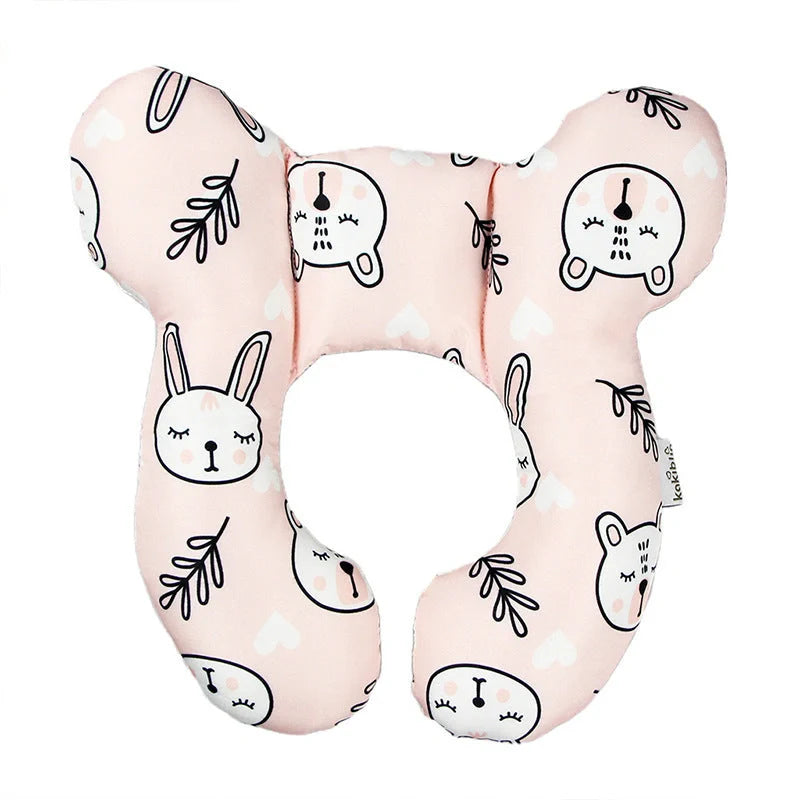 U-shaped baby head support pillow in pure cotton for car safety seats