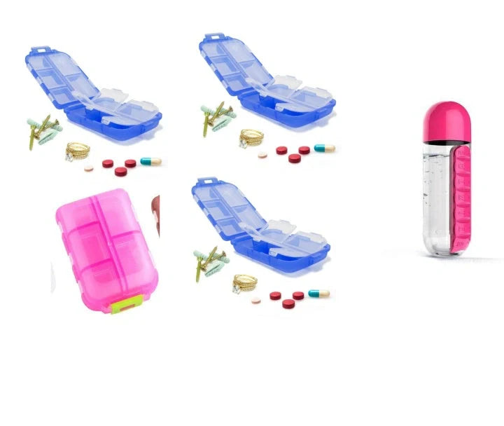 10-grid moisture-proof travel pill organizer in various colours for secure medication storage