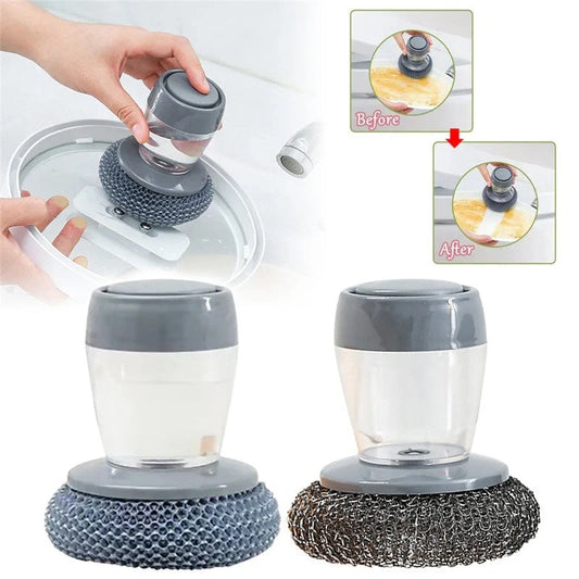 Premium Anti-Bacterial Kitchen Scrubbing Brush with Soap Dispenser - Rust-resistant, Durable, and Convenient Cleaning Tool