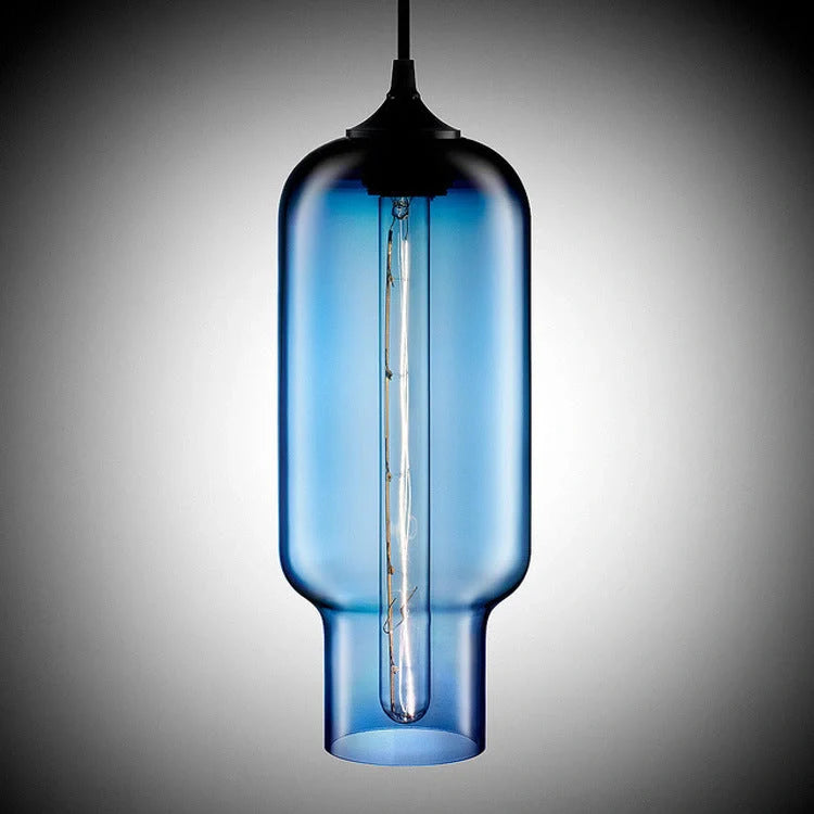 Nordic Modern Loft Pendant Lamp with glass body and aluminium shade in various colours
