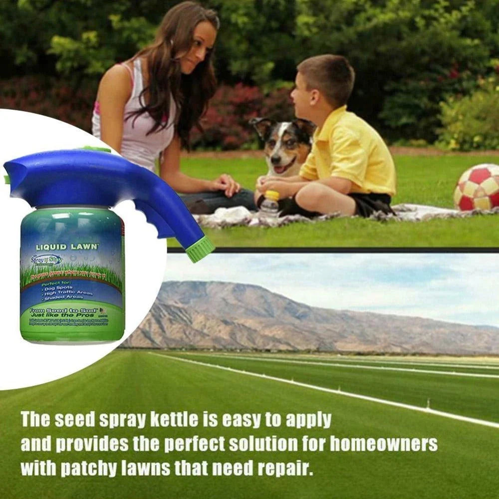 Premium hydro-seeding system with spray head and liquid mousse for effortless lawn rejuvenation