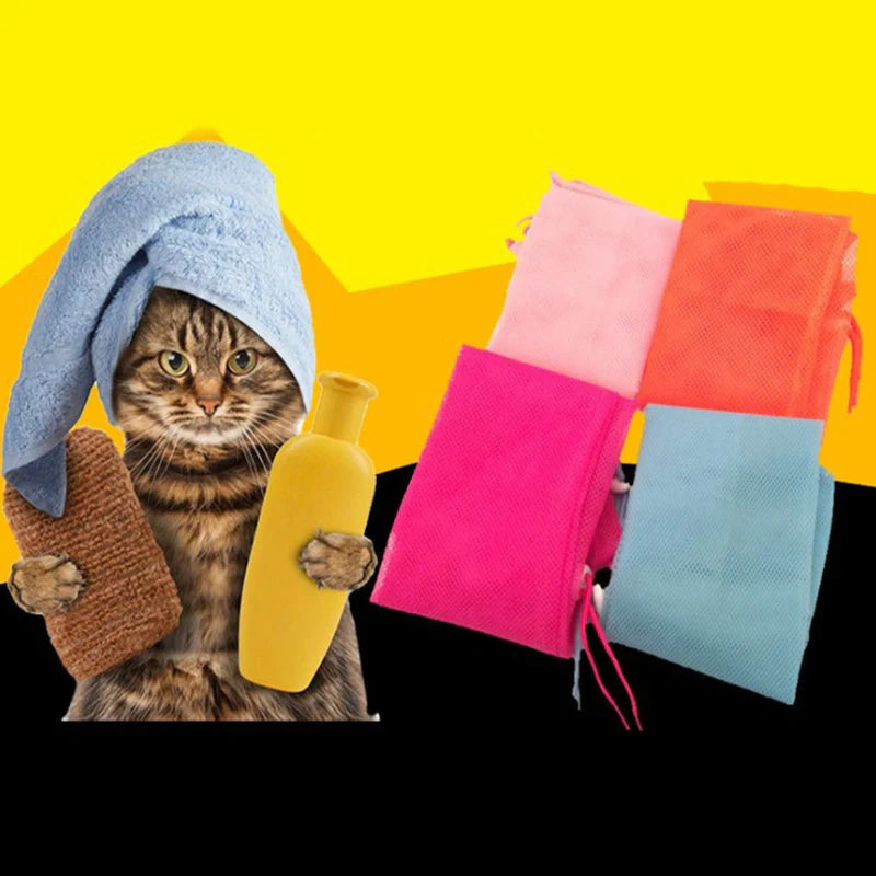 Adjustable polyester cat grooming bag for washing and nail trimming
