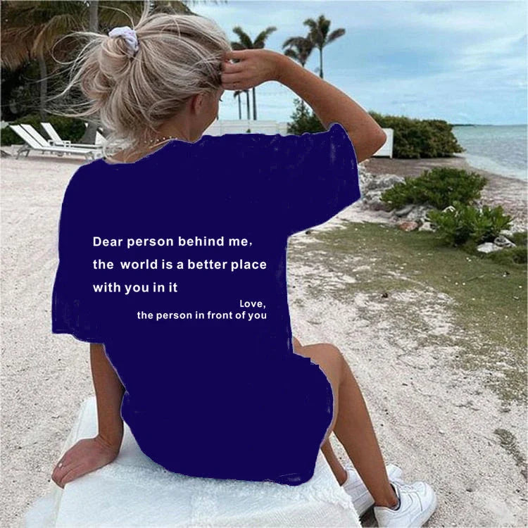 Women's graphic tee with playful slogan, available in various colors and sizes