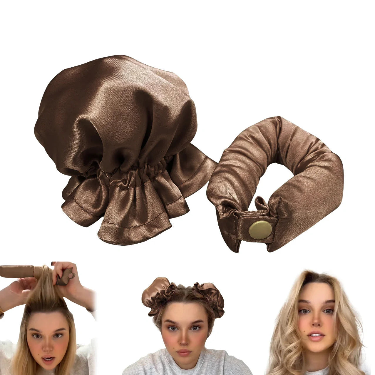Heatless curl stick with cloth cover for safe overnight hair styling