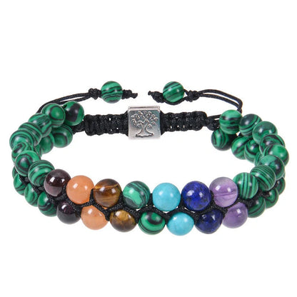 Handmade 7 Chakra Stone Bead Yoga Meditation Bracelet for women, featuring natural gemstones.