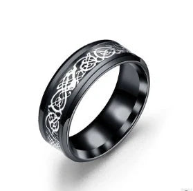 Exquisite stainless steel ring with dragon-inspired design, featuring intricate scale-like patterns and a bold mythical silhouette