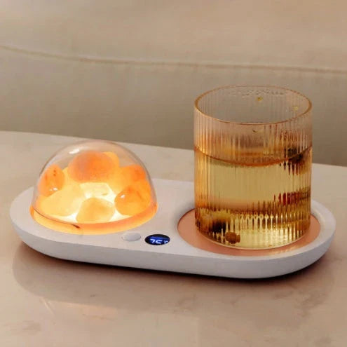 Cosy Hot Cup Warmer with PTC heating technology, temperature control, aroma diffuser, and night light features