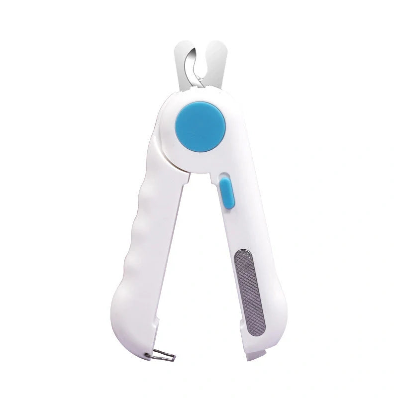 LED illuminated cat and dog nail clippers with sharpener in blue and green