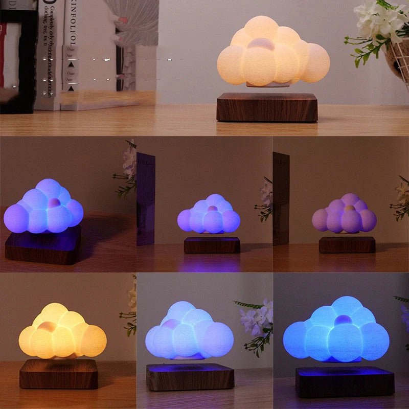 Magnetic Levitation Cloud Lamp with 3D-printed design floating above base