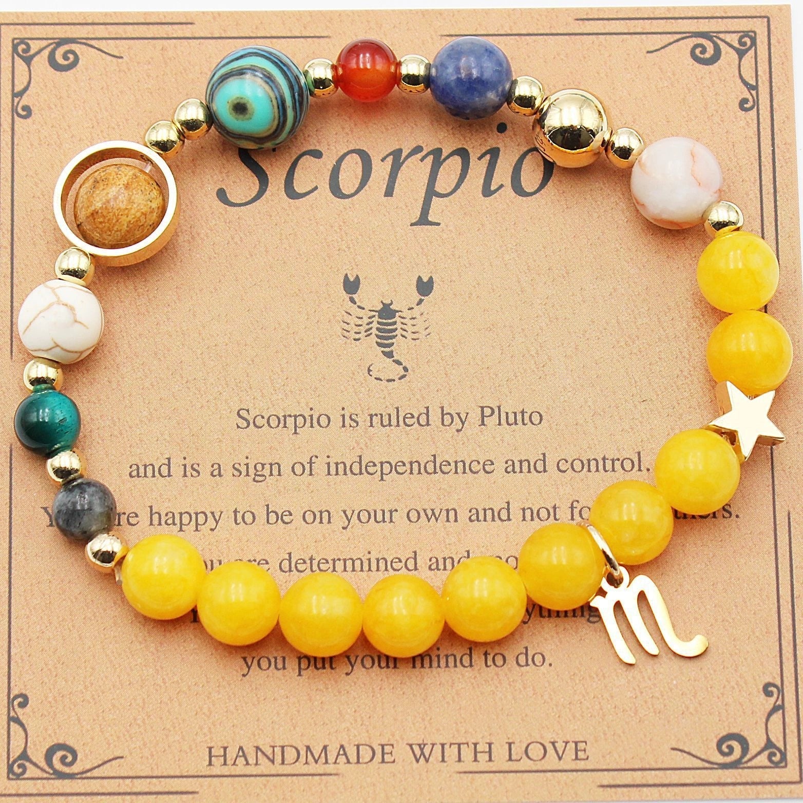 Morgan Stone Beaded Bracelet with twelve constellation designs