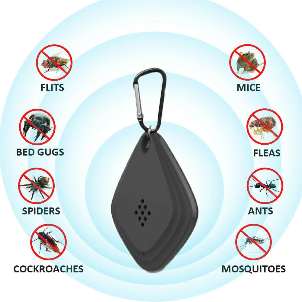 USB Rechargeable Ultrasonic Mosquito Repeller with hook and USB cable