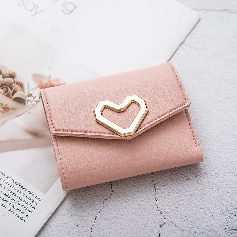 Short style tri-fold wallet with zipper coin purse for women in various colours