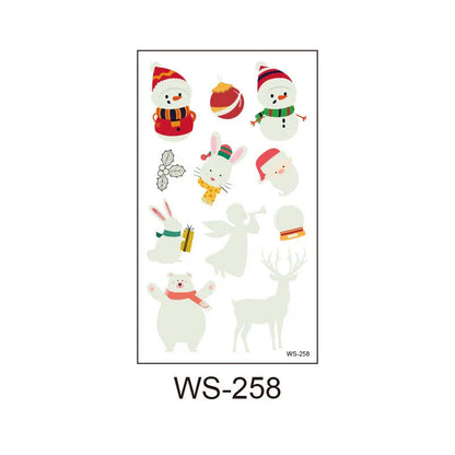Festive Santa Claus luminous Christmas tattoo stickers with vibrant designs for parties, events, and home decor