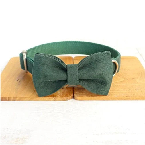 Stylish MUTTCO Pet Collar & Bow Traction Set for dogs, available in various colours and sizes.