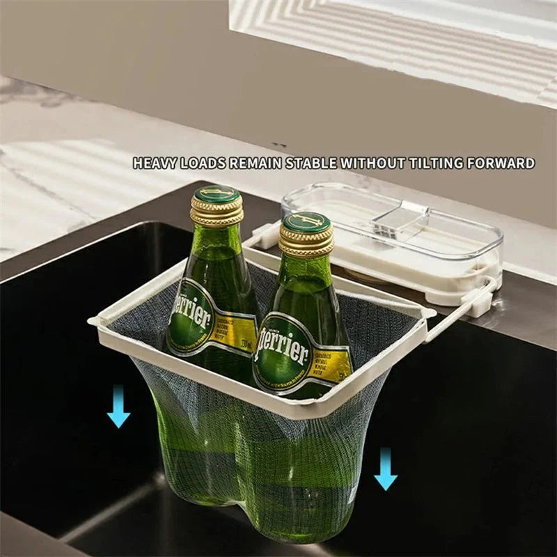 Kitchen sink filter rack with fine mesh and removable suction cups for efficient waste management
