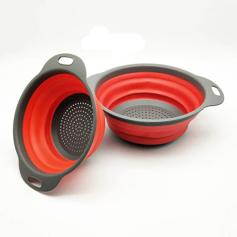 Premium collapsible silicone colander for rinsing, draining, and storing fruits and vegetables in the kitchen