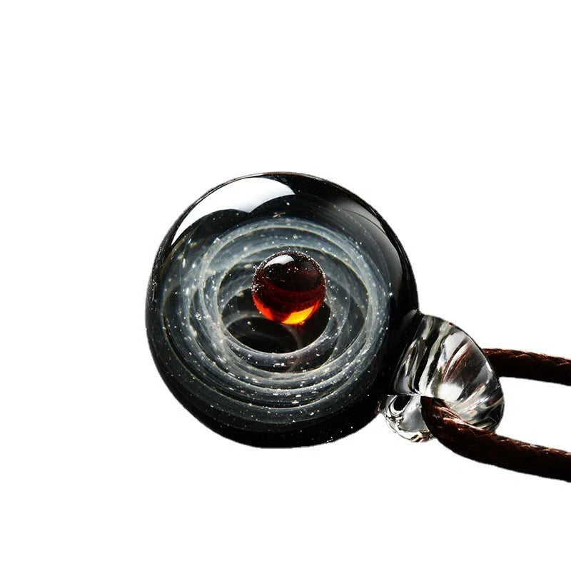 Cosmic Nebula Pendant Necklace with celestial glass ball design