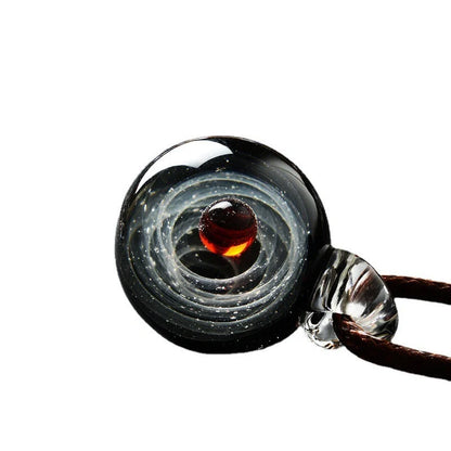 Cosmic Nebula Pendant Necklace with celestial glass ball design