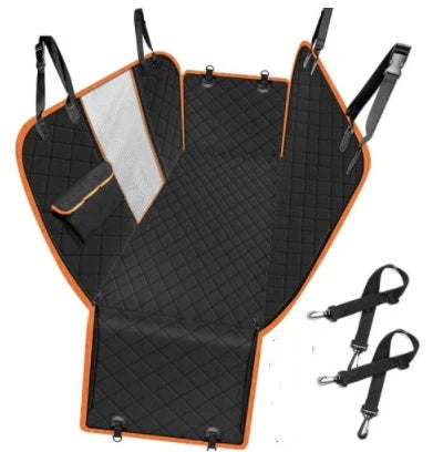 Waterproof dog car seat cover with view mesh and anti-skid surface