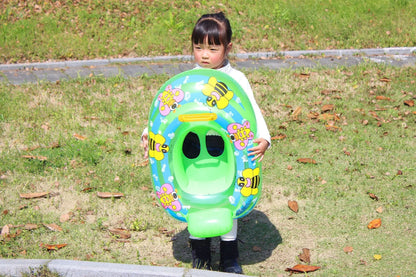 Cartoon-designed inflatable baby swimming ring for safe water play