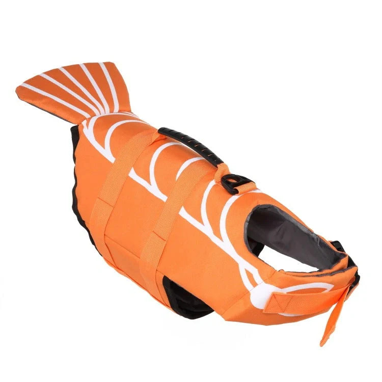 Adjustable mermaid shark design dog life vest for safe swimming, sizes XS to XL