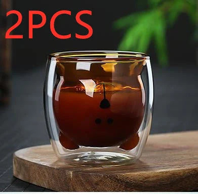 3D double-layer panda cup with skull design and festive inner Christmas tree