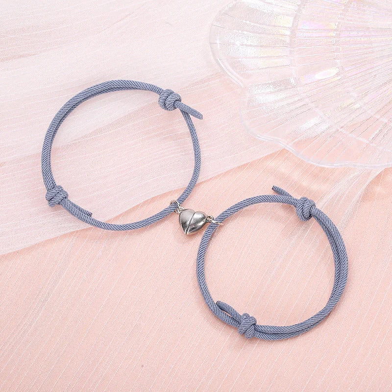 Stylish magnetic couple bracelets with heart design in various colors