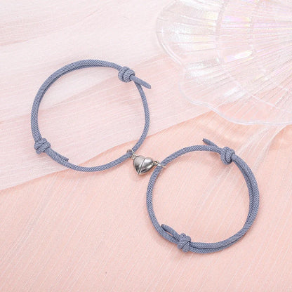 Stylish magnetic couple bracelets with heart design in various colors