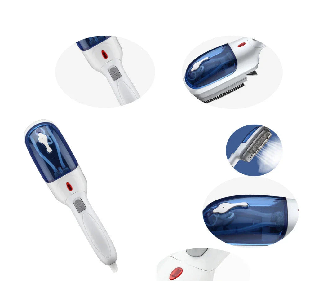 Portable mini steam iron with garment steamer for on-the-go wrinkle removal and dry cleaning
