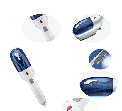 Portable mini steam iron with garment steamer for on-the-go wrinkle removal and dry cleaning