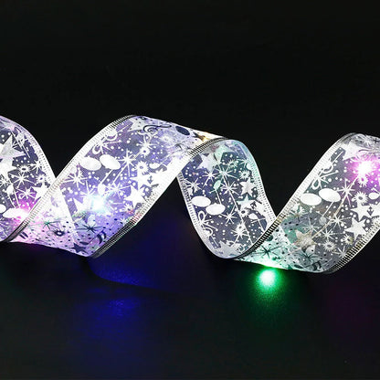 LED Christmas fairy lights ribbon bow tie in various colours