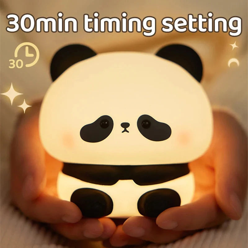 Adorable USB rechargeable panda LED night light with touch control and adjustable colours