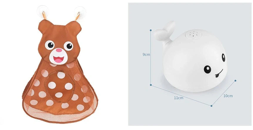 Electric induction whale spray toy for baby bath time with automatic water spray and lights