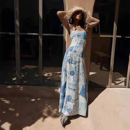 Elegant floral lace backless dress with bow straps in various color options