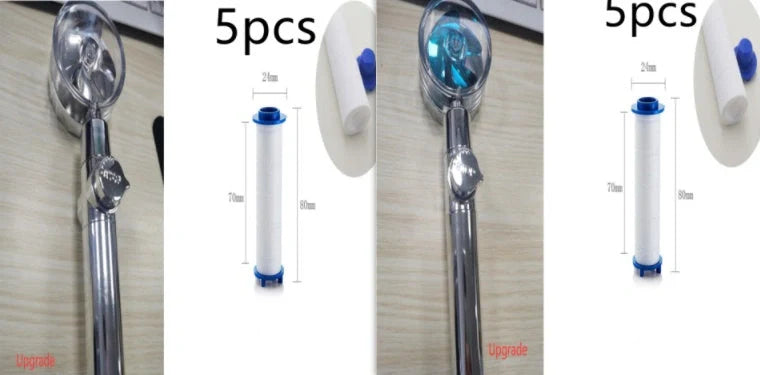 Turbo Propeller Shower Head in various colours with 360-degree fan extension