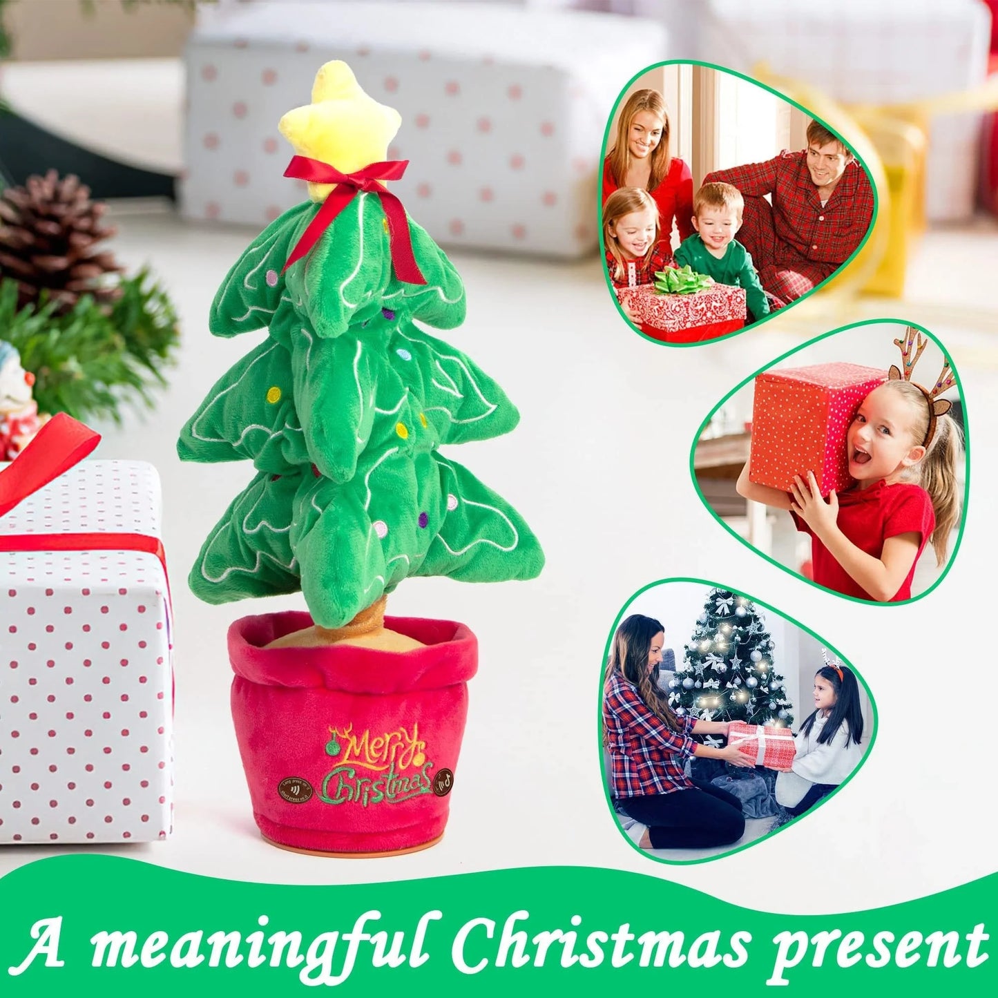 Dancing Christmas Tree Electronic Plush Toy with singing and recording features