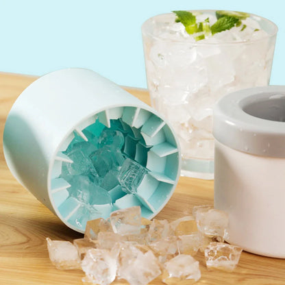 Portable 2-in-1 ice bucket mold with lid for efficient ice making and serving