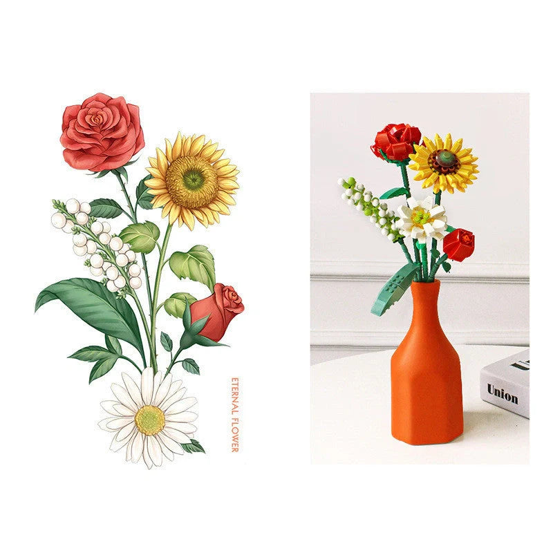 Bouquet Series Small Particle Building Blocks for DIY floral arrangements