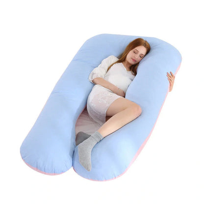 Premium U-shaped pregnancy pillow with soft cotton casing and polyester fiber filling for exceptional comfort and support