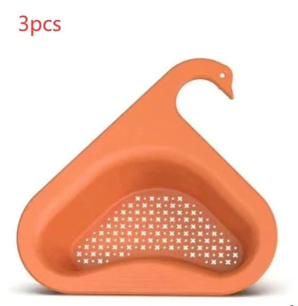 Swan-shaped kitchen sink hanging basket for drying fruits and vegetables